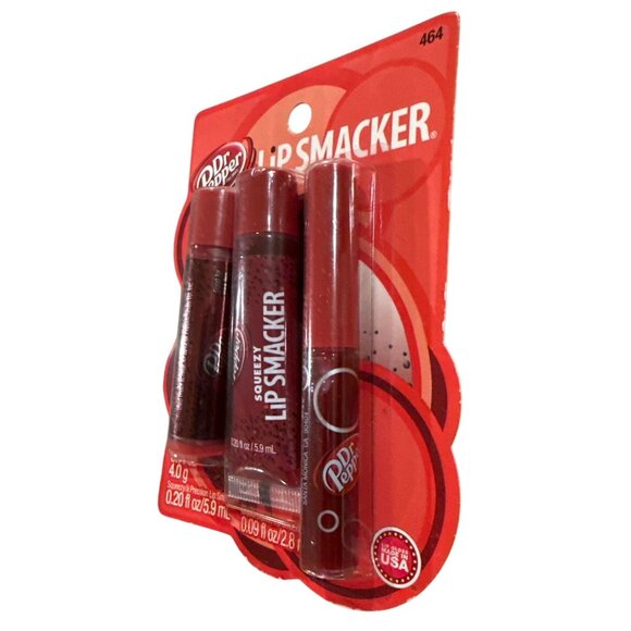 2012 3pc Set Bonne Bell/Lip Smacker DR. PEPPER TRIO Balm +Squeezy & Wand Glosses - Picture 2 of 6